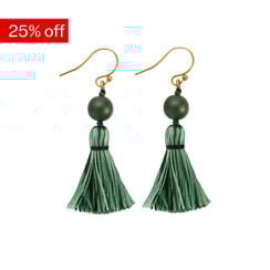 Green agate tassel hook earrings