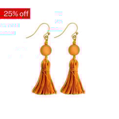 Orange tassel hook earrings