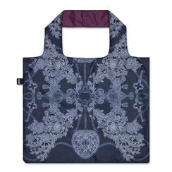 Victorian Jewels navy blue foldable tote bag by Jessie Bayliss