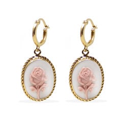 Porcelain cameo rose hoop earrings by Vintouch