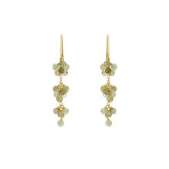 Green garnet grape hook earrings by Mounir