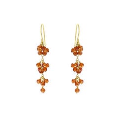 Orange garnet grape hook earrings by Mounir