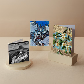 Three Christmas Cards with assorted festive designs inspired by the V&A Archives