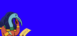 Robot dog and hearts on blue background