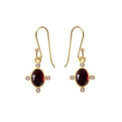 Garnet and amethyst hook earrings by Mirabelle