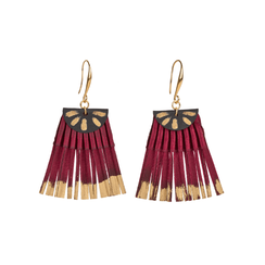 Burgundy scallop hook earrings by Alexandra Tsoukala