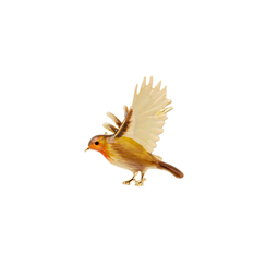 Enamel flying robin brooch by Fable England